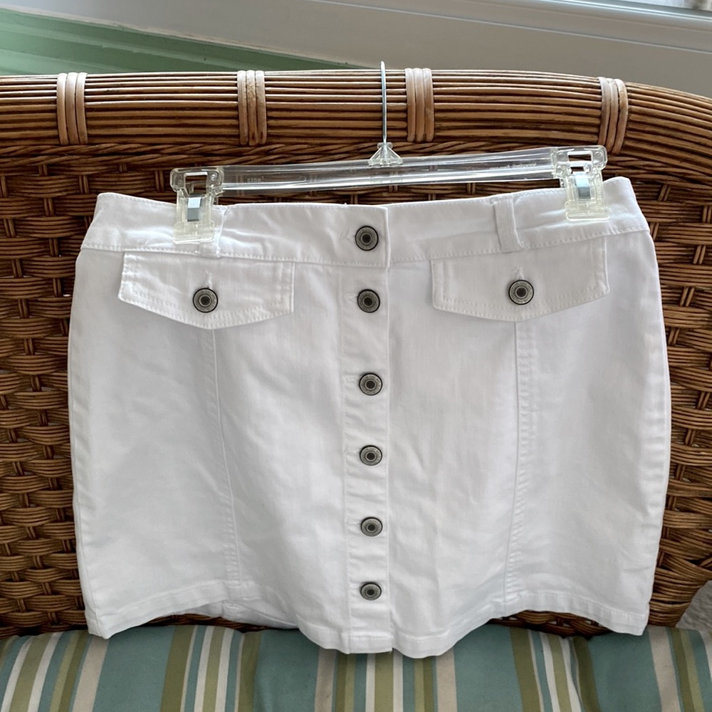 White jean skirt